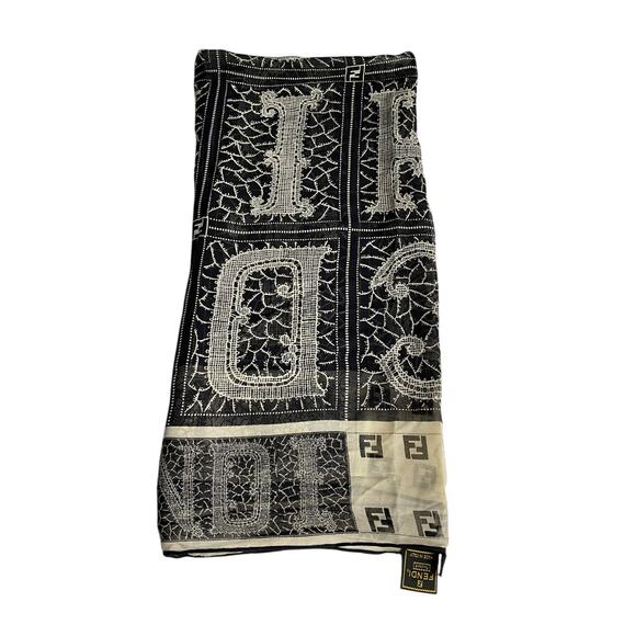 Fendi Black Silk Scarf - Picture 2 of 3